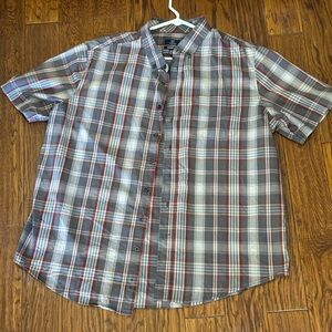 George Men's Plaid Shirt - Gray, Red, White